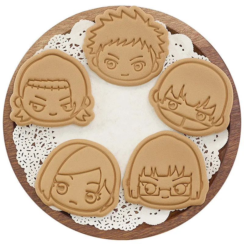 

6/8/10pcs Anime Jujutsu Kaisen Cookie Cutters Set Baking Press Stamp Embosser Sugar Pasty Cake DIY Bakery Mold