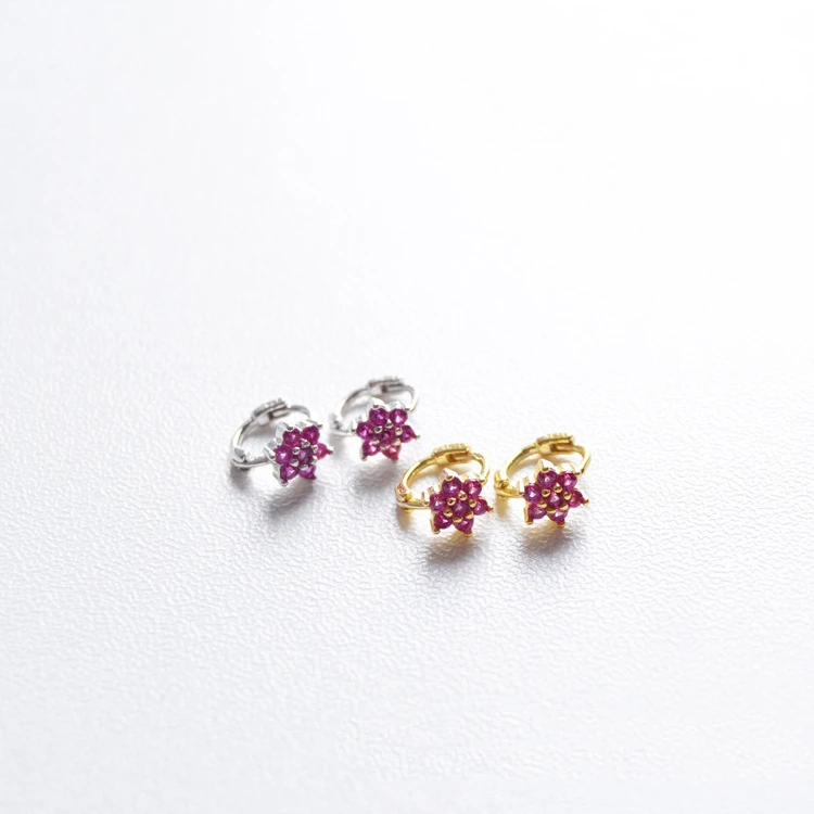 Серьги из стерлингового серебра 925 пробы, модные розовые, красные, белые, циркониевые серьги с цветами, мини-серьги с пряжкой, милые трендовые серьги для девочек