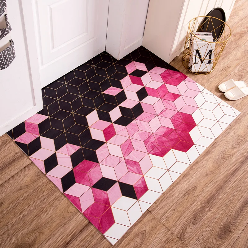 nordic geometry home door mat entrance hall carpet pu leather floor mat ins door mat living room floor mat bathroom non slip rug free global shipping