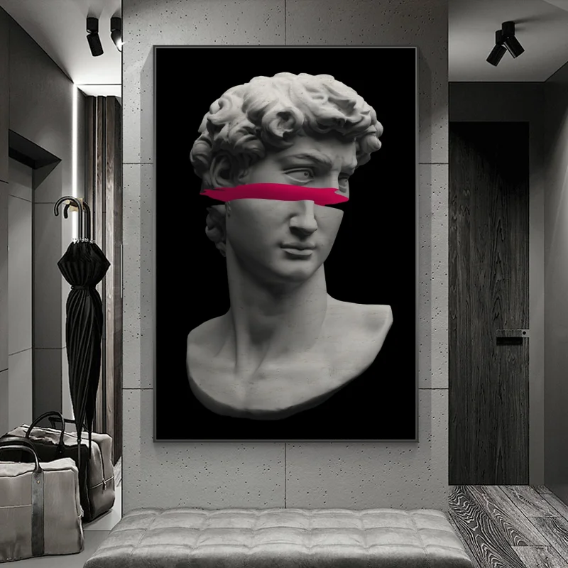 Забавные художественные Vaporwave Скульптура Давида из плотной ткани плакаты и