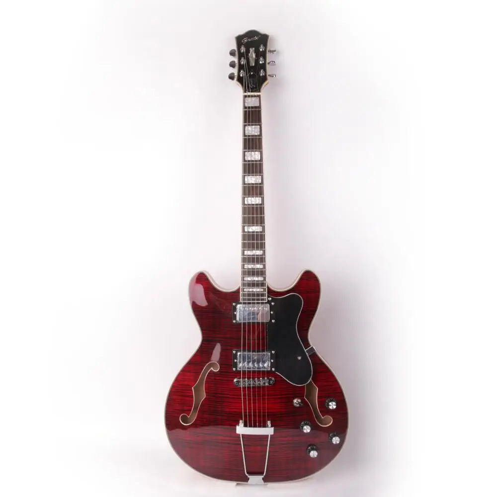 

Good quality f maple jazz hollow body f hole quilted maple electric guitar