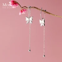 modian new 925 sterling silver clear cz sweet exquisite dancing butterfly beads ball tassel drop earring for women fine jewelry