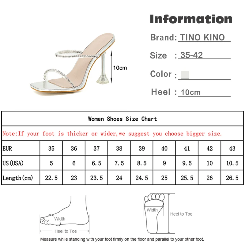 

Female Slippers High Heel Slipper Woman Summer Shoes Crystal Narrow Band Slip On Casual Ladies Slides Elegant 2021 Women New Hot