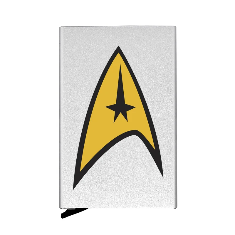 

Silver Metal Case Star Fleet Logo Printing Credit Card Holder Men Slim Anti Protect Travel ID Cardholder Women Rfid Wallet