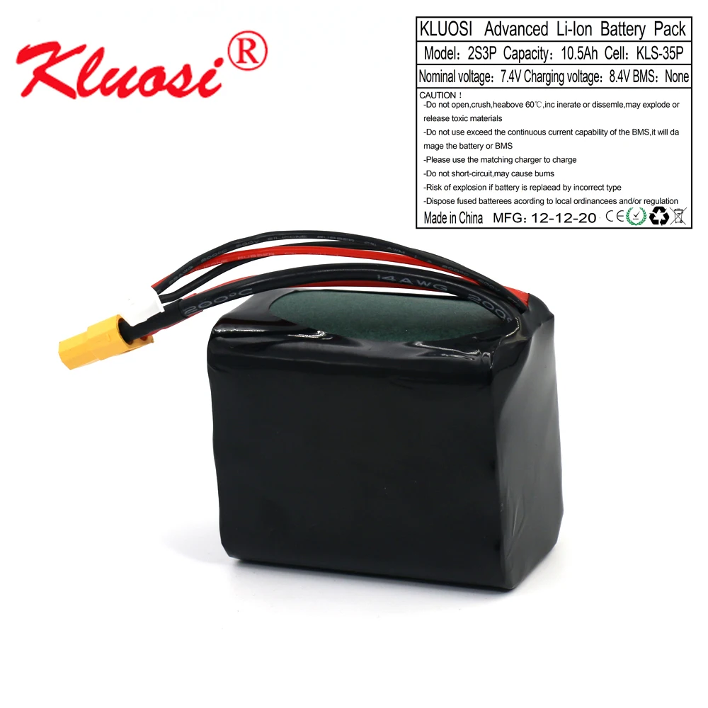 

KLUOSI 2S3P 7.4V 10.5Ah 10Ah High Capacity UAV Rechargeable 8.4V Li-ion Battery for Various RC Airplane Quadrotor XH2.54-3P XT60