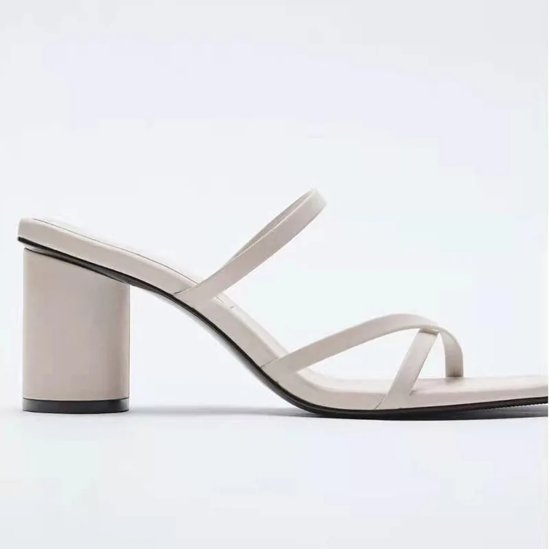 

Factory Price New Summer 2021 Combination Sandals Female Euramerican Peep-toe High Heels Women's Slipper Shoes