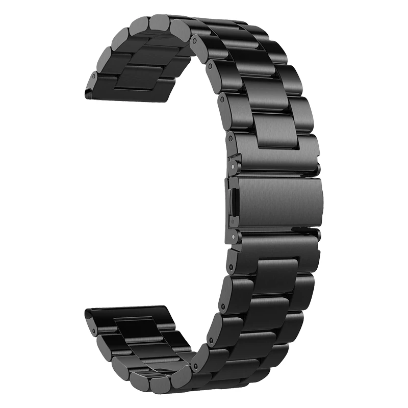 Черный 18 мм 20 мм 22 мм ремешок из нержавеющей стали для lenovo watch X для samsung gear S3 s2 galaxy active 42 46 мм ремешок amazfit gtr ремешок Bip - Цвет ремешка: Черный