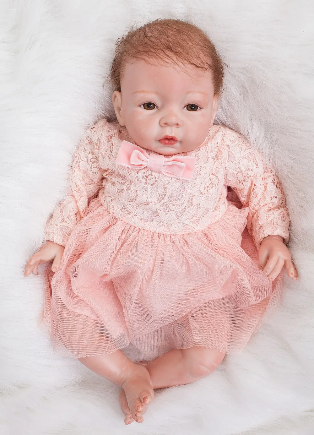 22 дюймов Reborn baby Doll мягкие виниловые силиконовые реалистичные куклы новорожденных платье принцессы Bonecas игрушка для детей подарок на день рождения
