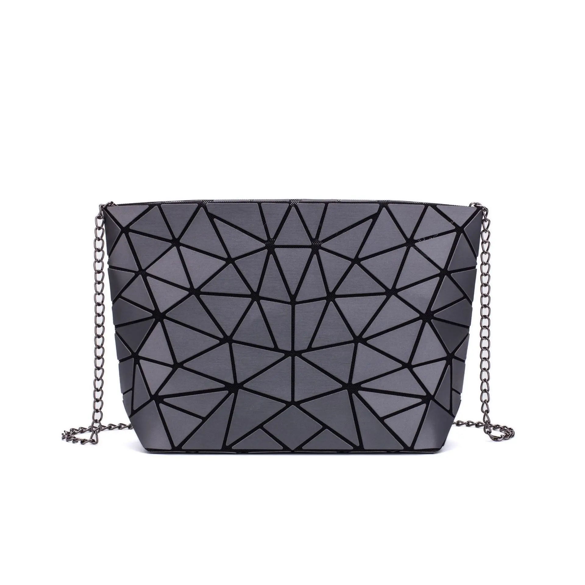 gray Chain bag Женский рюкзак для мальчиков и девочек, школьная сумка, дорожная сумка с голографической лазерной геометрией, дизайнерский рюкзак, женский рюкзак - Цвет: gray Chain bag