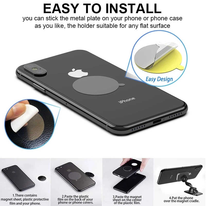 XMXCZKJ Universal Magnetic Car Phone Holder Double Strong Magnet 360° Rotation Dashboard Cell Phone Holder For iPhone 11 Xiaomi