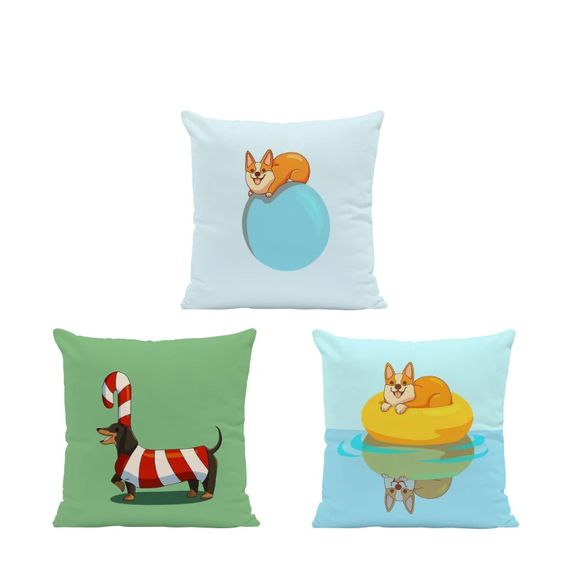 Милая аниме собака наволочка корги такса торт шар плавающее кольцо диван