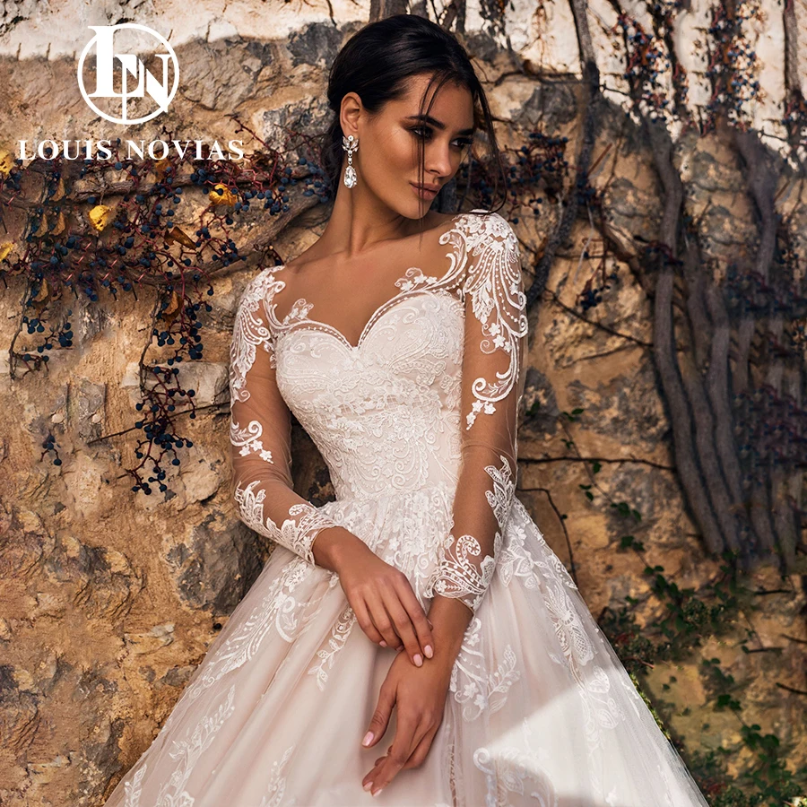 Свадебное платье с длинным рукавом LOUIS NOVIAS романтичное кружевное свадебное