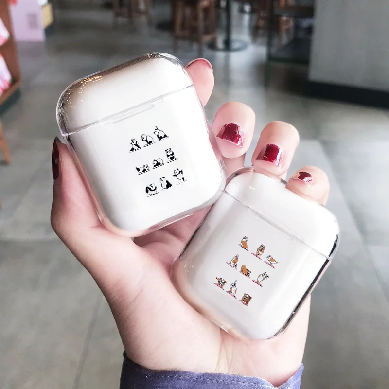 Прозрачный чехол для наушников Apple airpods милый йоги с животными Airpods аксессуары