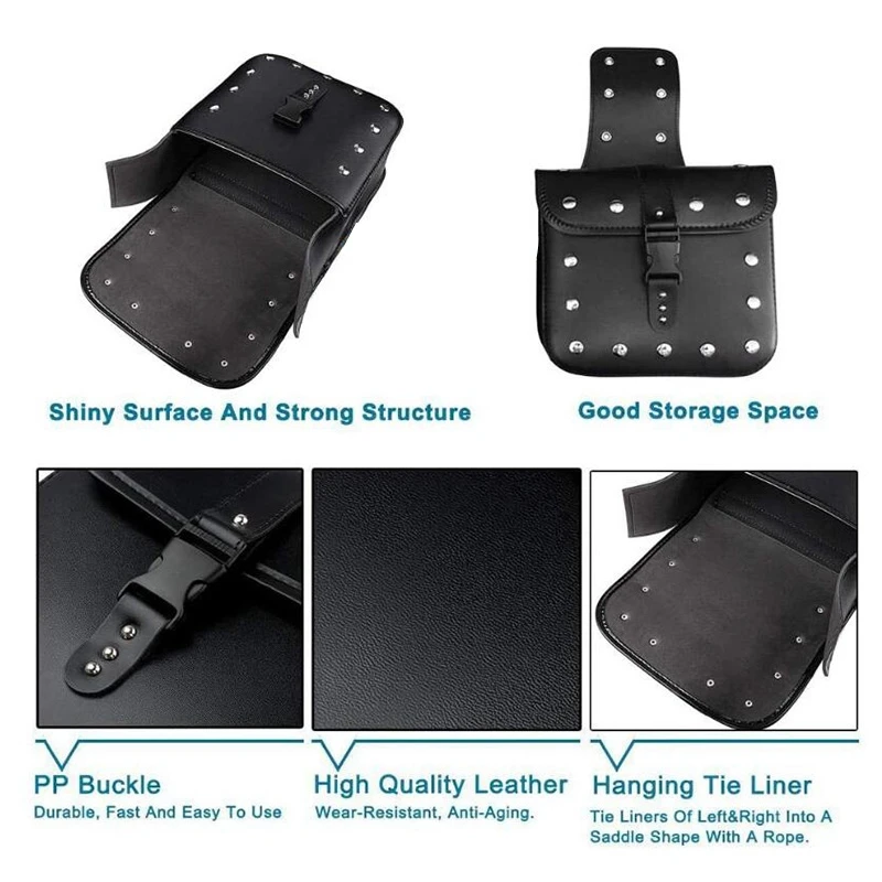 

Motorcycle Saddle Bags, 2 Pack Universal PU Leather Saddlebags for Honda Shadow Suzuki Boulevard Sportster