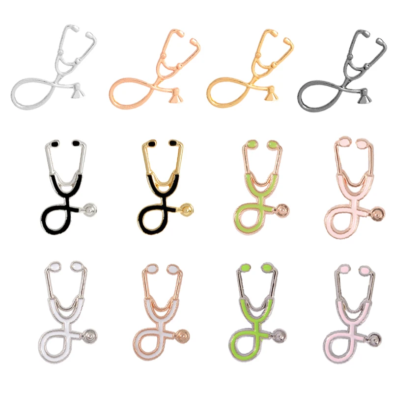 Разноцветные медицинские заколки инструменты броши для стетоскопа значки