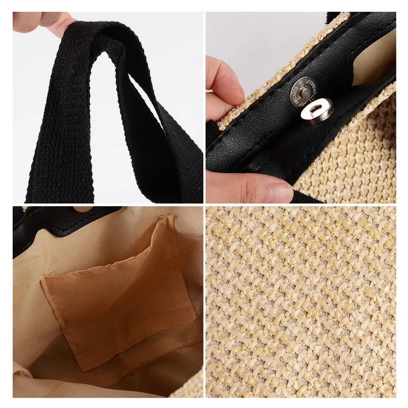 Модная женская летняя соломенная большая сумка-тоут Пляжная Повседневная сумка