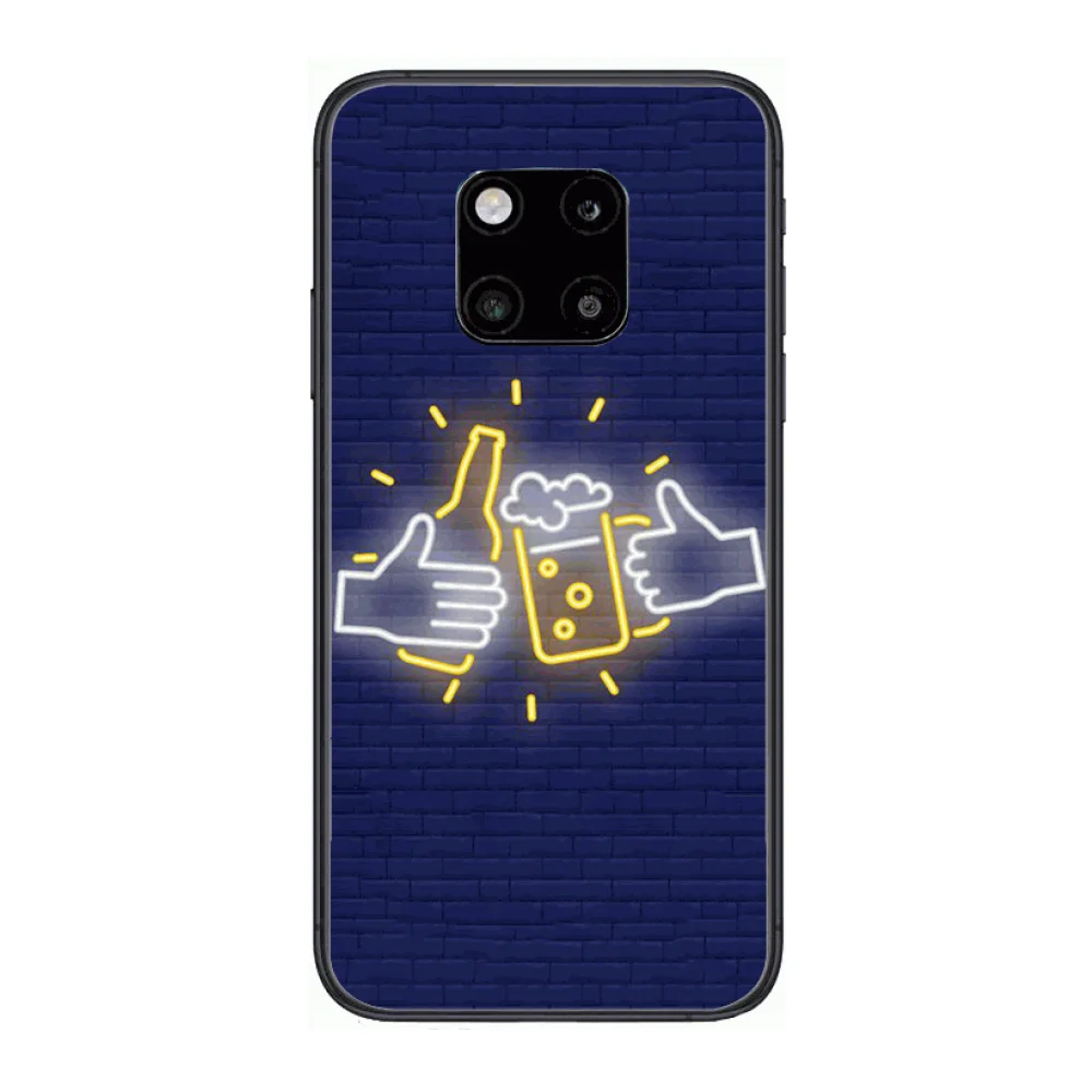 

Fluorescent color glass Phone Case For Huawei mate 30 10 20 40 Lite Smart Z Pro Black Etui 3D Coque Painting Hoesjes case