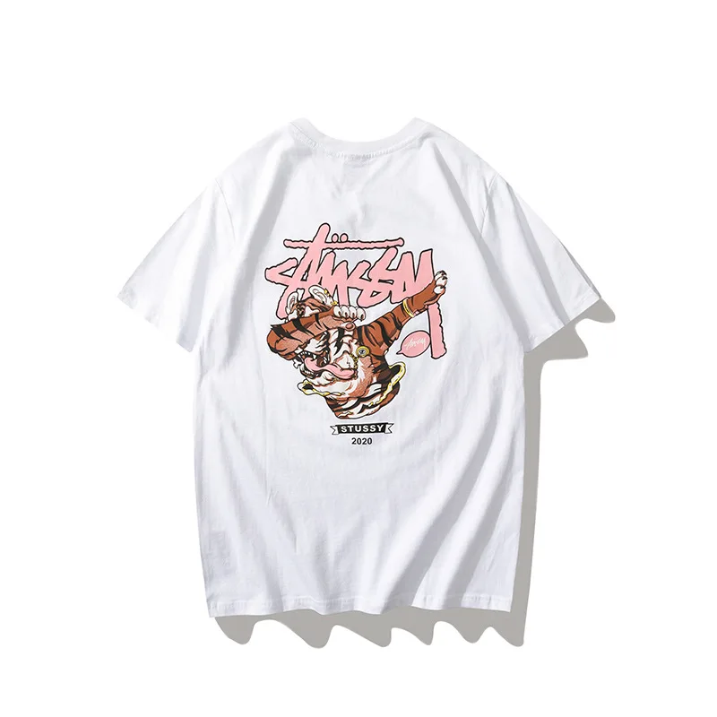 

2021 Summer New Fashion Brand Printing Casual round Neck Same Earrings for Couple Short Sleeve T-shirt