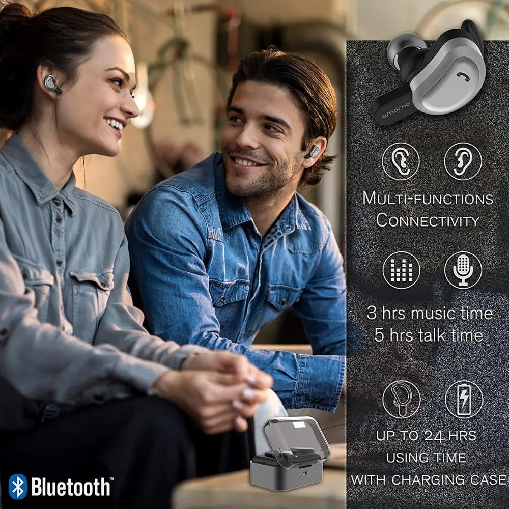 TWS Bluetooth наушники мини беспроводные наушники спортивные наушники с шумоподавлением гарнитура с зарядным устройством для телефона 2 комплекта