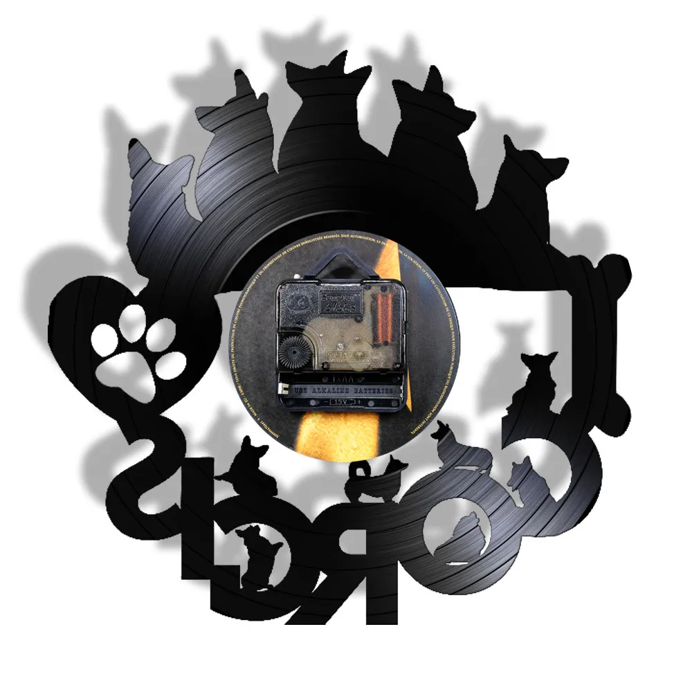 Детские современные 3D настенные часы с изображением корги собаки винилового