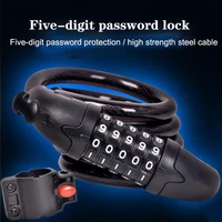 bike password lock 5 digit code mtb wire combination safe bicycle security lock steel cable spiral bike safety cycling lock