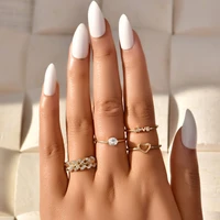 punk style 4 pcsset alloy peach heart love letter finger ring set for women girls gift 2021 knuckle jewelry party
