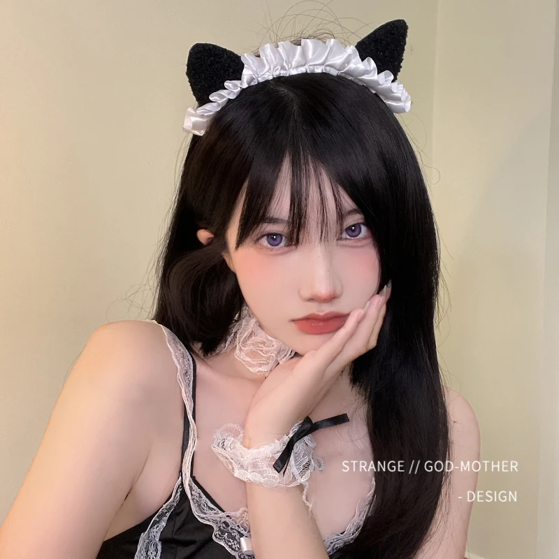 

Cute cat ear headdress female bow plush animal ear Fox hair clip Cat Christmas hair band Lolita accessory Cosplay cat