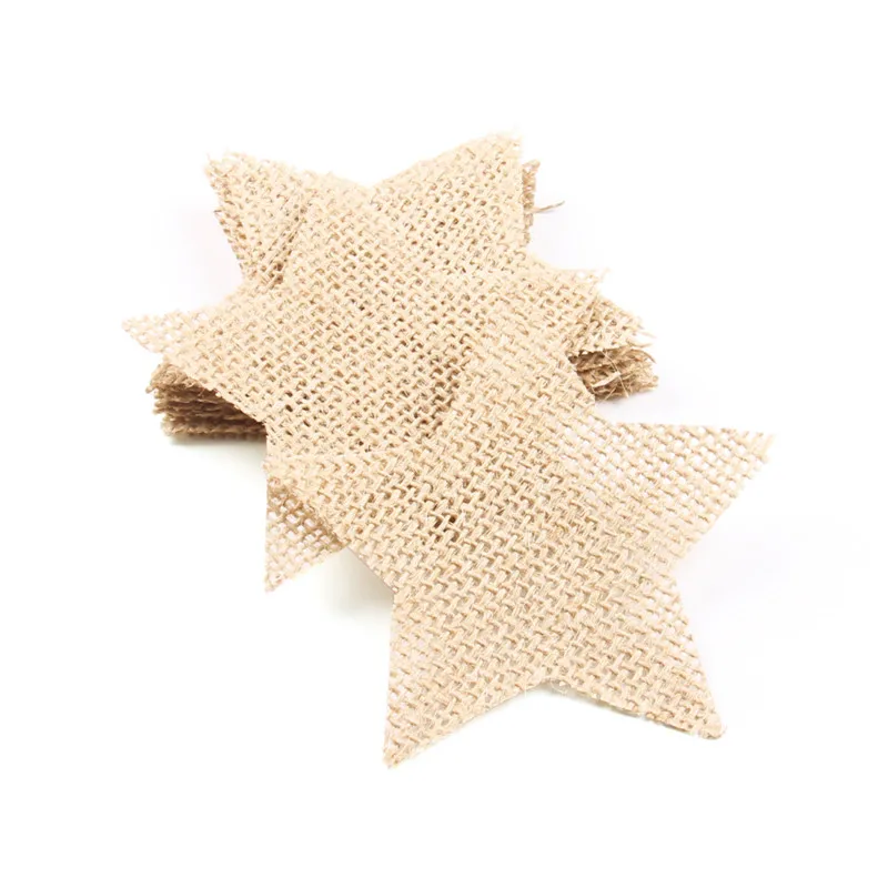 

10pcs Vintage Jute Burlap Slice Heart Star Plum Round Shape For Christmas Rustic Wedding Party Hanging Pendant Banner Decoration