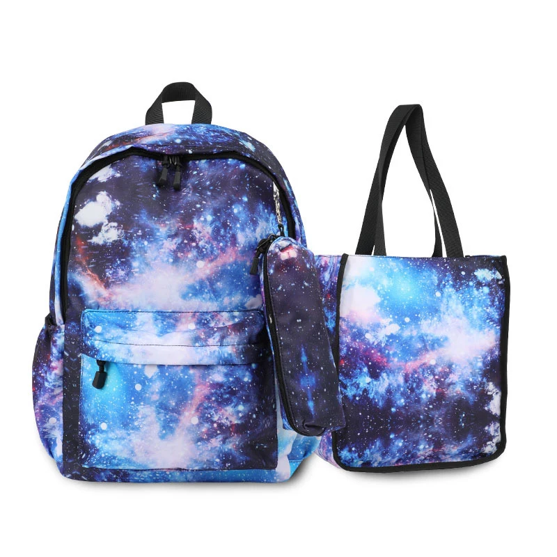 Детский Школьный рюкзак для девочек, легкий комплект с принтом звездного неба, сумки для начальной школы с сумочкой, повседневный рюкзак, до...