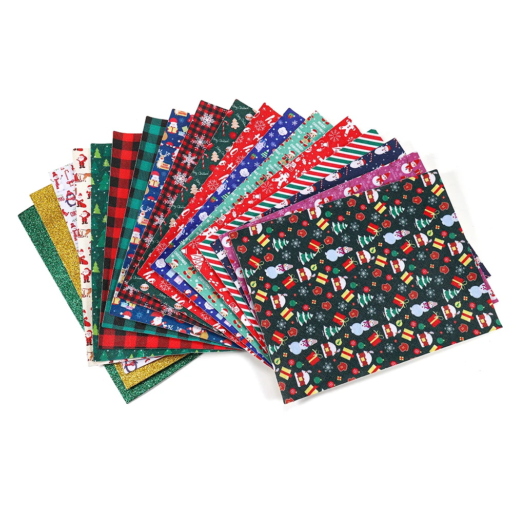 

20Pcs/Set Christmas Snowman Synthetic Faux Leather Sheets Earrings Fabric Gift Package Material For DIY Jewelry Making Supplies