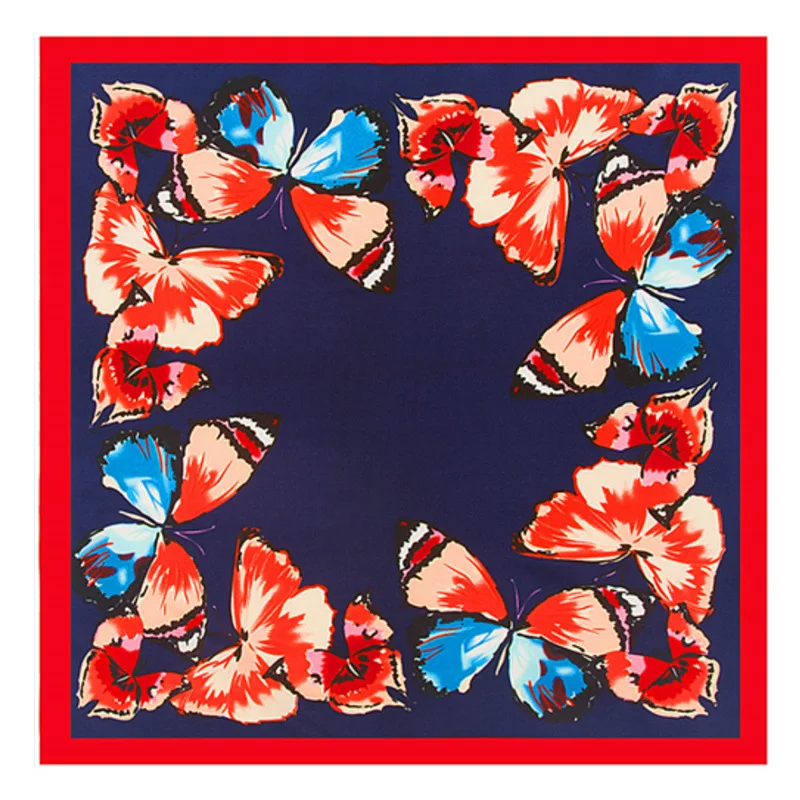 Шелковый платок Twill Luxury Brand Women размером 60*60 см с принтом бабочек, головной убор, новая мода, маленький квадратный шарф ML20.