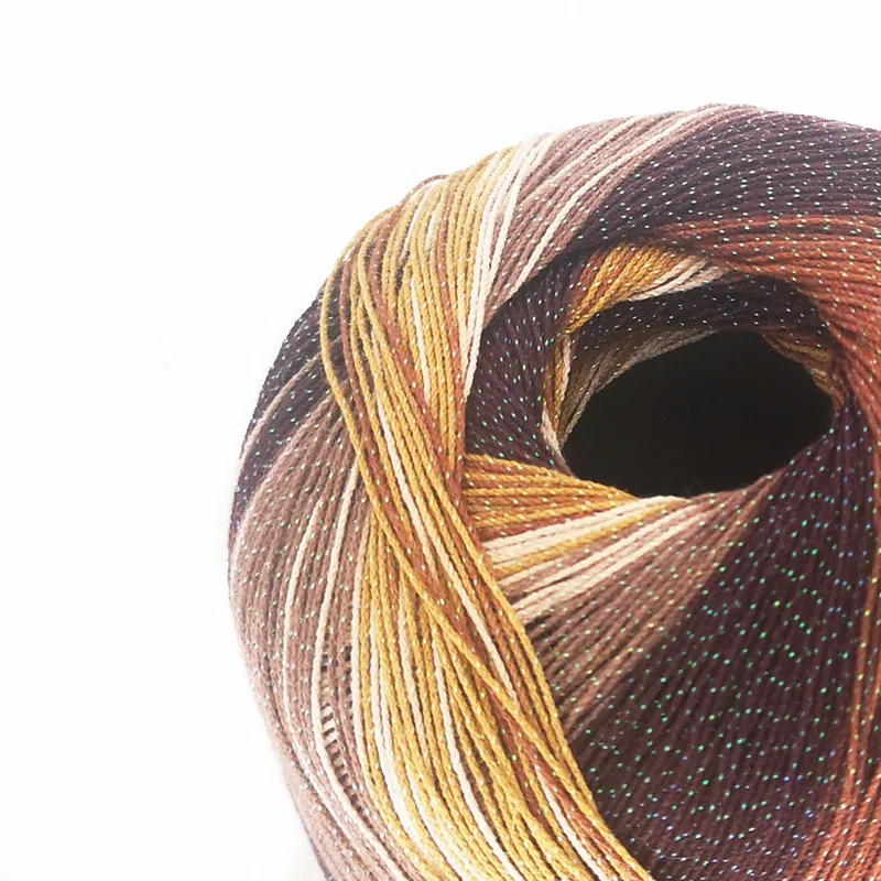 Бесплатная доставка 50 г/шар хлопковая металлическая кружевная Радужная пряжа
