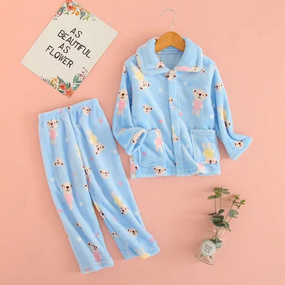 1 12yrs детские для малышей одежда мальчиков Хлопковая пижама фланелевая сна