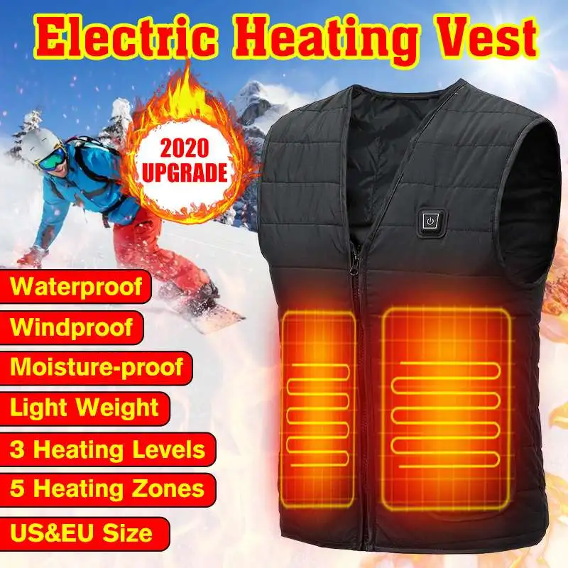 Жилет мужской с инфракрасным подогревом теплая зимняя эластичная жилетка USB 5