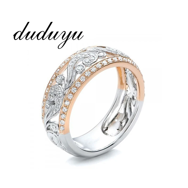 Роскошные женские полые кольцо с циркониевым цветком Модные Белые Позолоченные