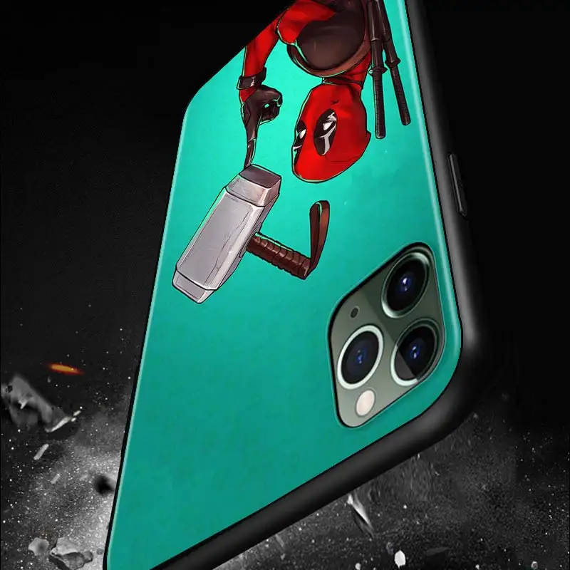 

Soft TPU Cover Cool Marvel Deadpool for iPhone 12 11 SE XS XR X 7 8 6 5 S mini Plus Pro MAX 2020 Black Phone Case
