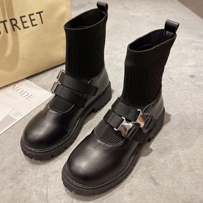 

Женские ботинки с круглым носком, на платформе, большие размеры