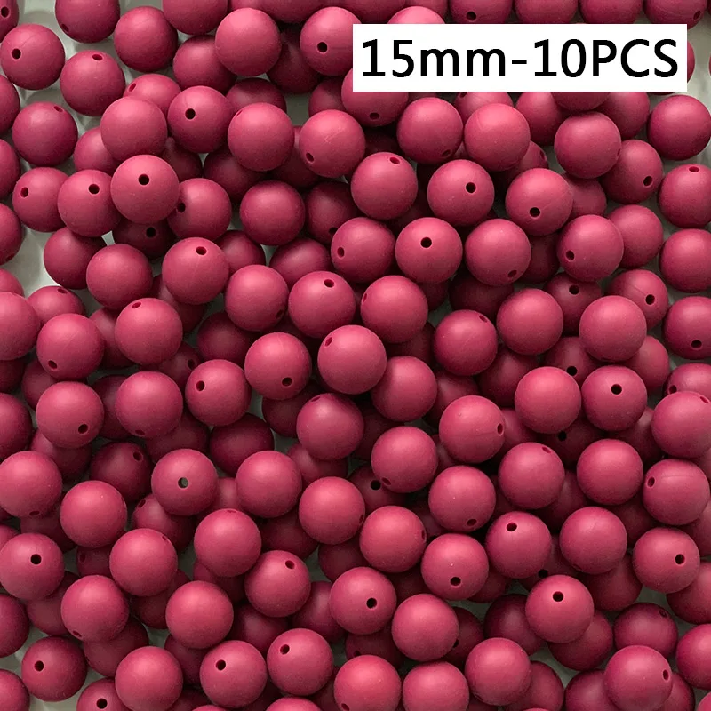 15mm-10PCS Силиконовые бусы 9/12/15 мм Детские Прорезыватель для зубов круглый Прорезывания Зубов Силиконовые Бусины Perle силиконовый зубного прикуса станет заметно Прорезывания Зубов Бусины для изготовления ювелирных изделий - Цвет: 15mm-10PCS