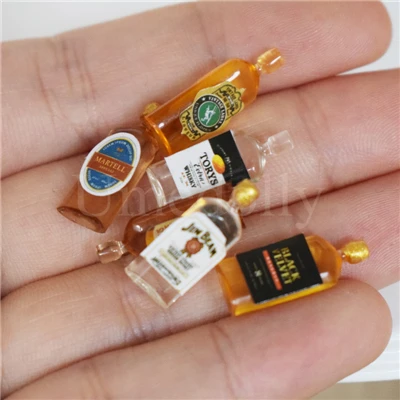 6pcs mini bottle Классический 1/12 кукольный домик миниатюрные бутылки для виски вина ролевые игры Дом Кухня Еда для куклы напиток аксессуары - Цвет: 6pcs mini bottle