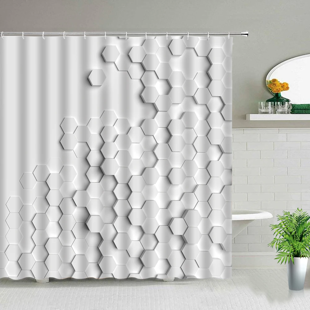 Уникальные моющиеся шторы для ванной с геометрическим рисунком модная душевая