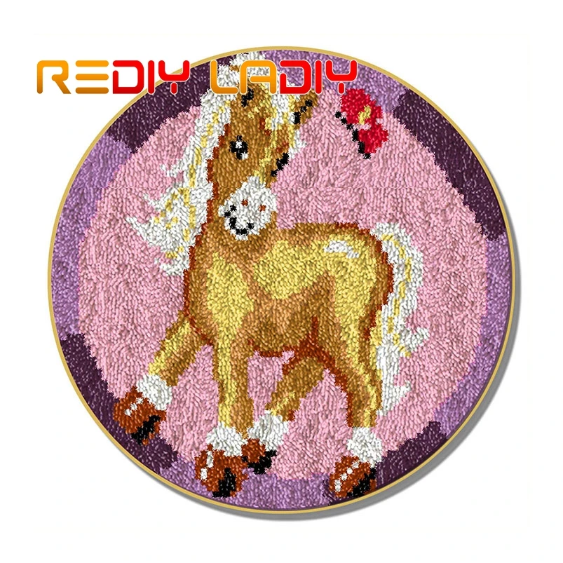 Крючок с застежкой ковер мультяшной лошадью вязаный крючком из акриловой пряжи