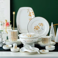 guci european bone china bowl plate tableware set household ceramic bowl combination nordic creative tableware phnom penh