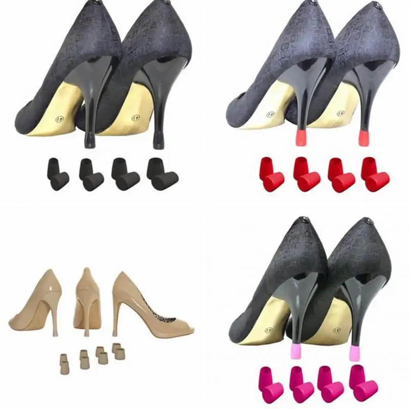 

4 Pairs / Lot Heel Protectors High Heeler Stiletto Shoes Covers Caps Bottom Stripe Antislip Heel Tips