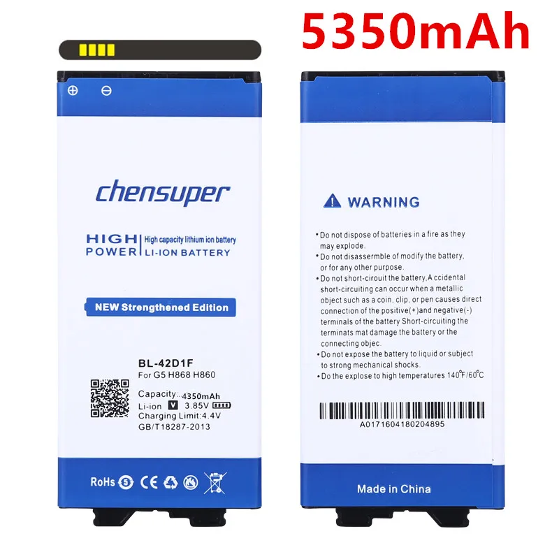 100% новый аккумулятор 5350 мАч для LG G5 BL 42D1F H850 H820 H830 H831 H840 H868 H860N H860 LS992 US992 F700L F700S F700k