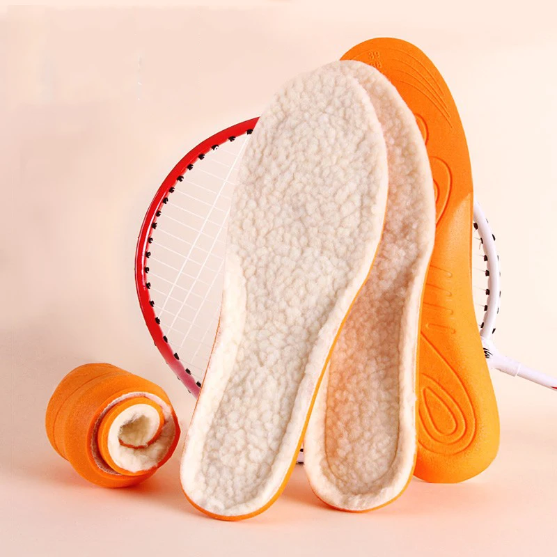 1 Pair Thicken Warm Sport Insoles Thermal Breathable Winter Running Shoes Soft Vigorously Cotton Sweat-absorbent Boots Pad Sole