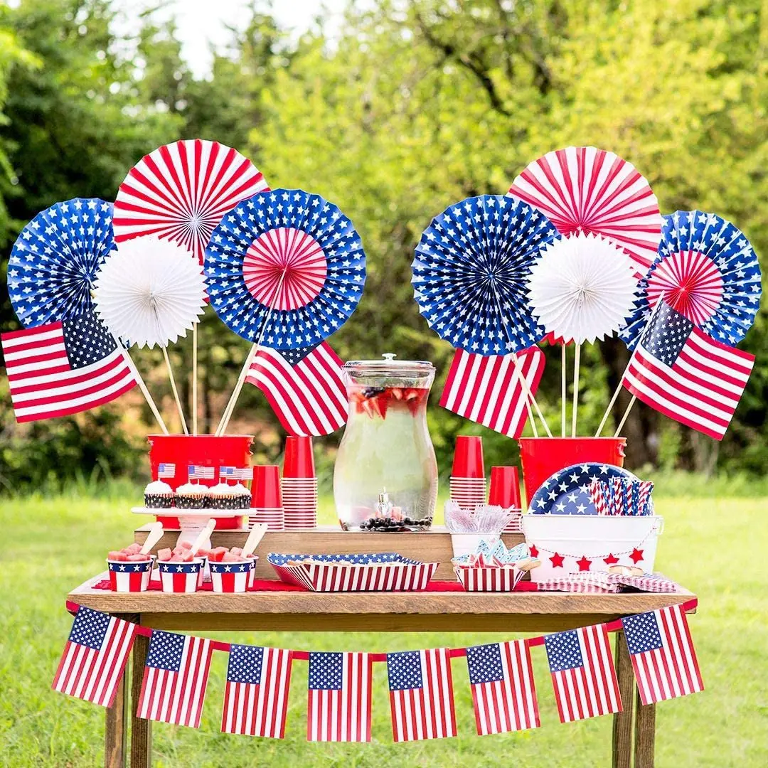 Omilut 10pcs American Straws 4th of July Independence Day Straws American Flag Patriotic Party Disposable Tableware Set Supplies images - 6
