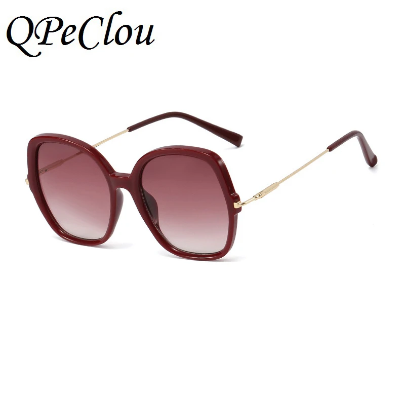 

QPeClou 2020 New Luxury Vintage Big Square Sunglasses Women Fashion Oversize Frame Sun Glasses Female Brown Shades Oculos De Sol