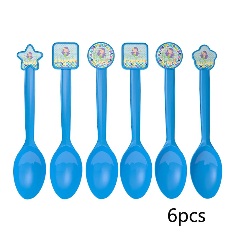 spoon 6pcs 3 шт Русалочка хвост бумажный мешок детский душ вечерние экологически чистые крафт бумажный подарочный пакет мешок для русалки тема вечерние поставки - Цвет: spoon 6pcs