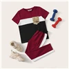 SHEIN Kiddie/укороченный топ с тропическим принтом и байкерские шорты для маленьких девочек, г., летняя одежда без рукавов для активного отдыха обтягивающие комплекты