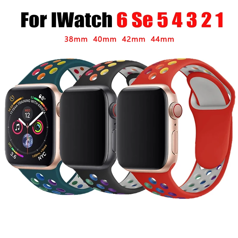 

Strap for Apple Watch Band 44mm 40mm 42mm 38mm Silicone Iwatch Band Pride Edition Bracelet Apple Watch 6 5 4 Se Iwatch Correa